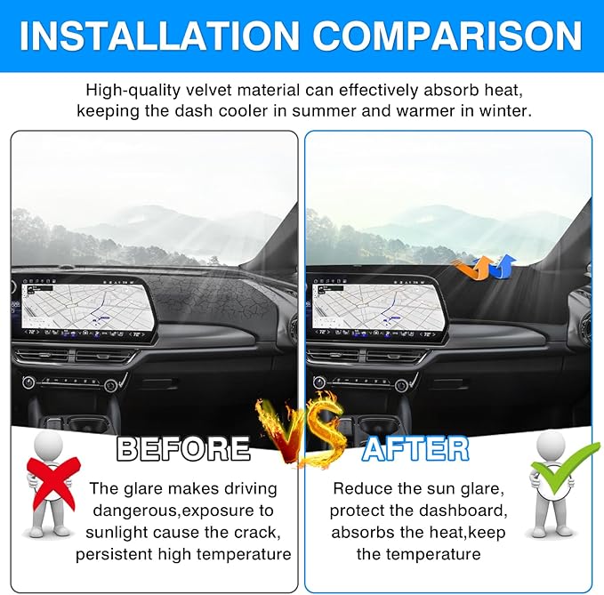 Autorder Dashboard Cover Mat for Chevy Chevrolet Equinox EV 2024 2025 2026 Accessories Dash Cover Upgrade Velvet Dash Mat Sunshade Glare UV Rays Protector