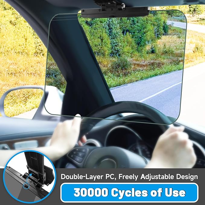 Sun Visor Extender for Cars,3 in 1 Adjustable Polarized Sun Visor Extender,Visor Organizer and Mirror for Car. Polarized Car Sun Visor,Safe Driving Extension for Glare/UV,Clip on, Universal（XL）