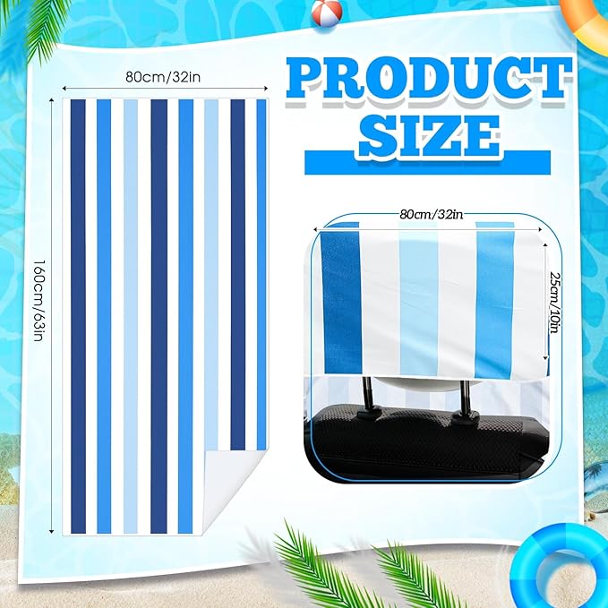 Hahafelt 2 Pack Car Seat Towel Covers with Storage Bag 63 x 32 Inch Athletic Running Towel Seat Sweat Washable Non Slip Cover Gift for Car Outdoor Sport Activities (Blue Vertical Stripes)