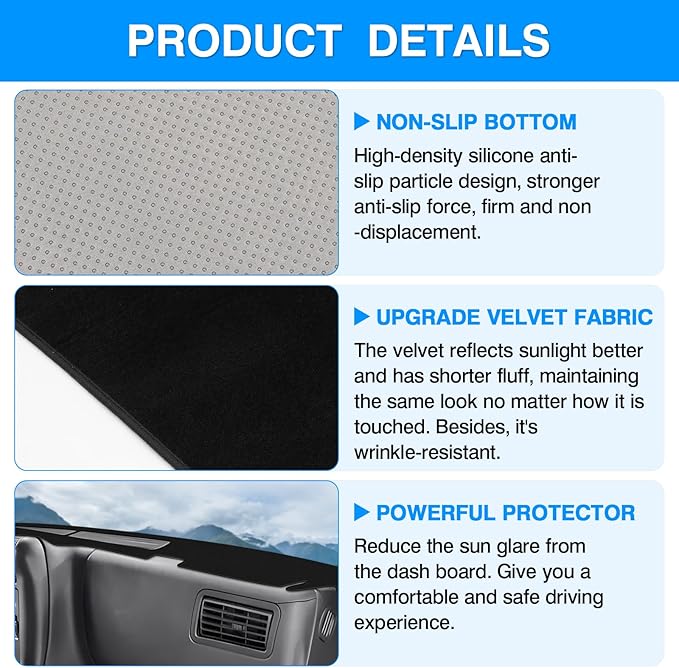 Autorder Dashboard Cover Mat for 1994-1997 Chevrolet Chevy S10 Blazer/GMC Jimmy Sonoma&1996 1997 Olds Oldsmobile Bravada Accessories Dash Cover Upgrade Velvet Dash Mat UV Rays Protector