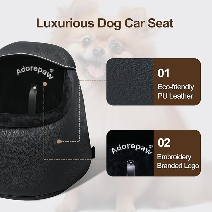 Dog Car Seat for Small Dogs, Luxury PU Leather Dog Booster Seat, Car Seats for Dogs, Can be Used as Pet Carrier Bag