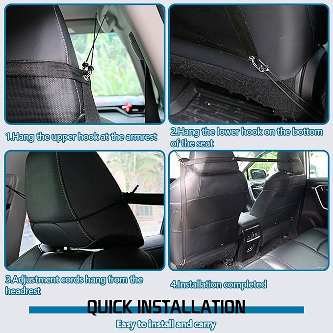Car Dog Barrier Net,Dog Car Divider with Adjustable Ropes and Hooks One-Piece Design Mesh Fence Universal for Most Cars, SUVs, Pickups, Trucks and Vans (45x21 Inches)