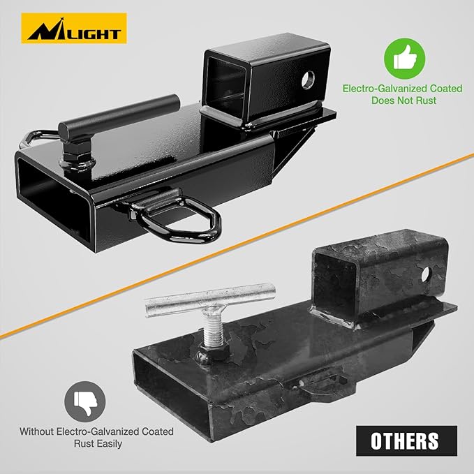 Nilight Forklift Trailer Hitch Attachment Fits 2 Inch Receiver Clamp on Pallet Fork Trailer Towing Adapter with Safety Chain & 5/8” Hitch Pin Clip Black
