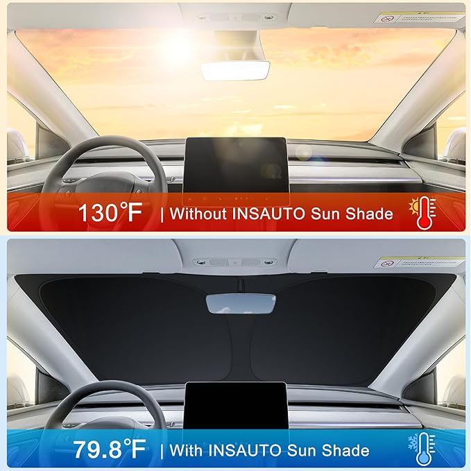 INSAUTO Custom Fit Windshield Sun Shade Accessories for Dodge RAM 1500 2012-2018, Foldable Front Window Sunshade, UV & Heat Reflector, Keeps Interior Cool, Includes Storage Bag
