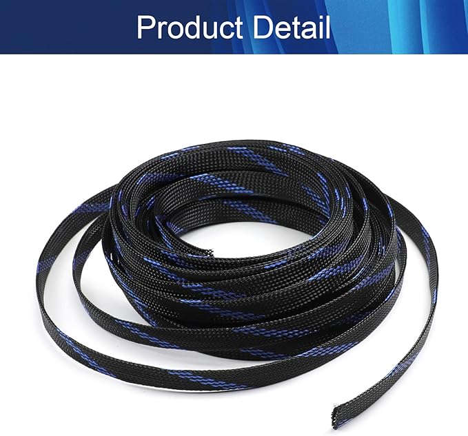 Aicosineg Cable Sleeve Braided Sleeving PET Wire Loom Tubing Cable 32.81ft-4/9inch Wrap Protector for HiFi Audio and Video Headphone Cable Protect Wires from Chewing of Pets Black and Blue