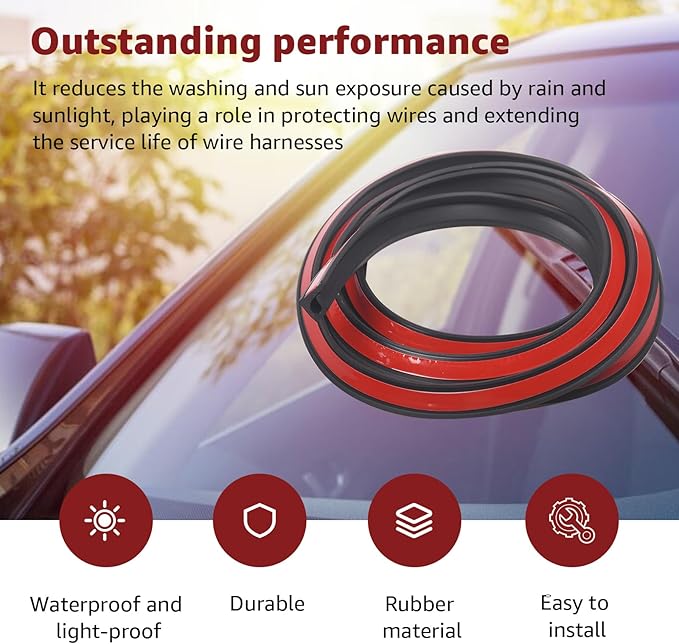 6.56FT Car Cable Wire Hider,Car Windshield Wire Hider,Light bar Wire Hider,with Adhesive Backing (1 PCS)
