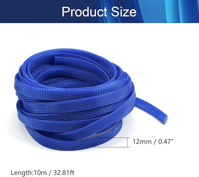 Aicosineg Cable Sleeve Braided Sleeving PET Wire Loom Tubing Cable 32.81ft-4/9inches Wrap Protector for HiFi Audio and Video Headphone Cable Protect Wires from Chewing of Pets Blue