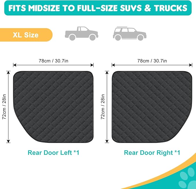 Dog Car Door Protector, 2 Pack Oversized Thickened Door Protectors for Dogs and Pets, Scratch-Resistant, Waterproof, Stain-Resistant Door Covers for Large SUV/Truck/, XL Size