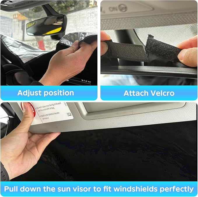 for 2026 Mustang Mach-E Windshield Sunshade Sun Shades for 2021-2025 Ford Mustang Mach E 4Door, Custom-fit Windshield Cover Front Window Sun Visor 2 Layers Protector Block UV Heat