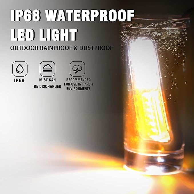 WINECO 8PCS LED Strobe Lights 12V Sync Feature Amber White 12LED Emergency Hazard Warning Lights with Strobe Controller for Trucks Vehicles ATV RV Cars Van