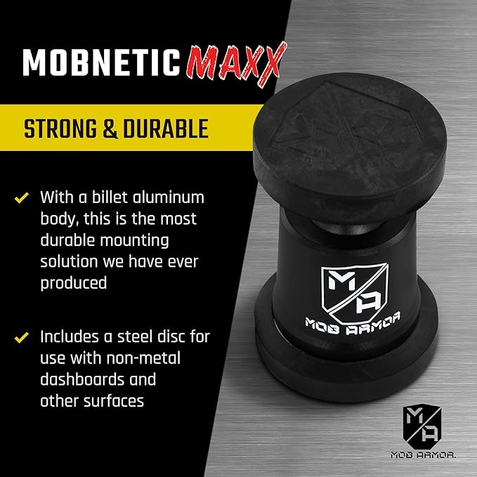Mob Armor MobNetic Maxx - USA Assembled Magnetic Phone Holder for Car, Magnetic Car Phone Mount, 90-Degree Tilt, 360-Degree Rotation, Aluminum Metal, Compatible with iPhone & Android - Pink