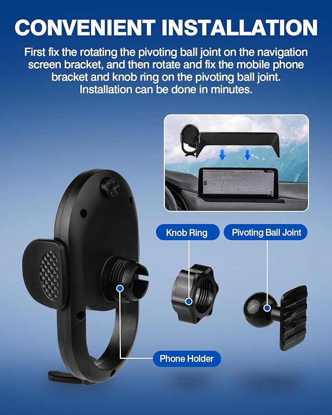 Autorder Car Phone Holder for 2021-2025 Mazda CX-5 CX5 Accessories Phone Mount with Dash Organizer for CX5 with 10.25-Inch Screen Cell Phone Automobile Cradles Hands-Free 360 Degree Rotation