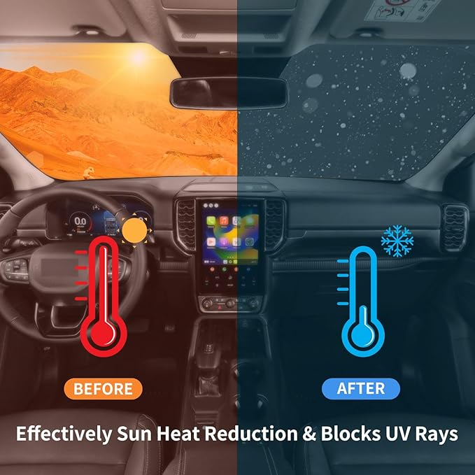 Windshield Sun Shade for 2019-2026 Chevy Silverado 1500, Custom Fit Car Front Window Sunshade for Chevy Regular/Crew/Double Cab 2Dr 4Dr, Foldable Sun Visor, UV Heat Blocking Keep SUV Cool