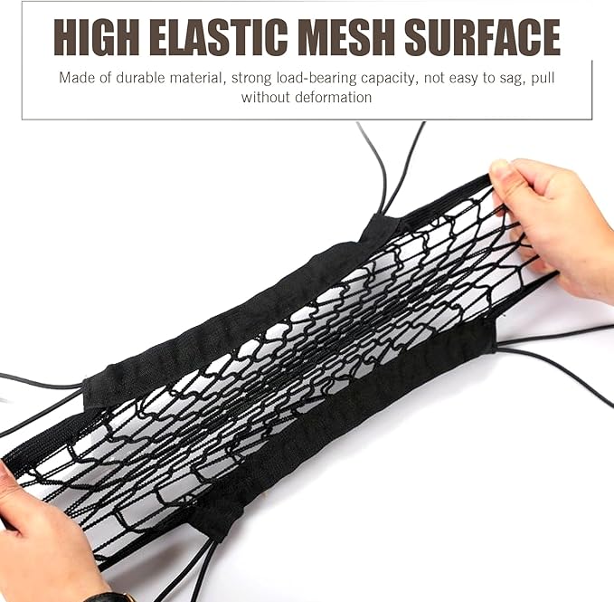 1 PC Dog Car Net Barrier, Pet Anti-collision Protection Barrier, Multifunctional Car Divider, Retractable Double-layer Mesh Storage Bag, Easy to Install, Suitable for Most Cars (Black)