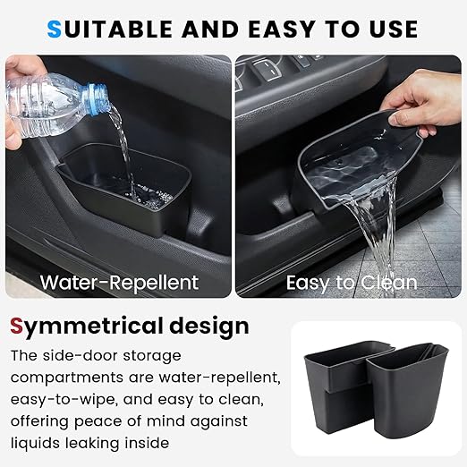 2PCS Door Side Trash Can Compatible with 2023 2024 2025 2026 Honda CRV Garbage Bin Storage Box Trash Bin Tray Silicone Material and Waterproof Interior Accessories