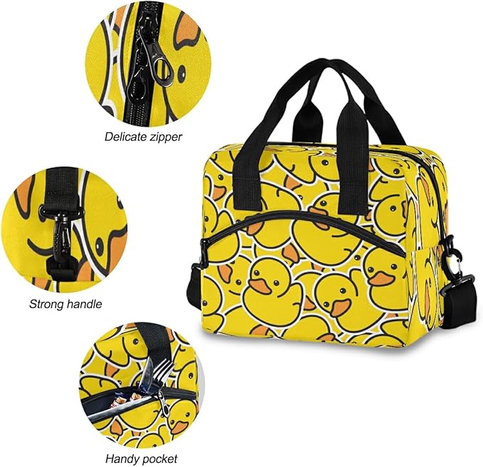 Lunch Bag for Kids Little Yellow Duck Insulated Cooler Lunch Box Large Capacity Lunch Organizer for Boys Girls