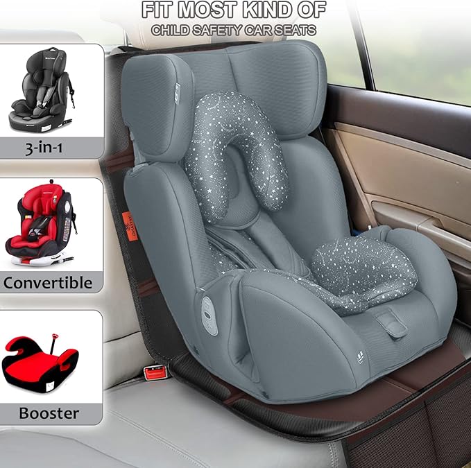 XHYANG Car Seat Protector,2 Pack Automotive Seat Protectors Baby Carseat Pad Waterproof & Durable 600D Fabric for Child Baby Car Seat Mat Vehicle Pet Cover 2 Storage Pockets (Brown)