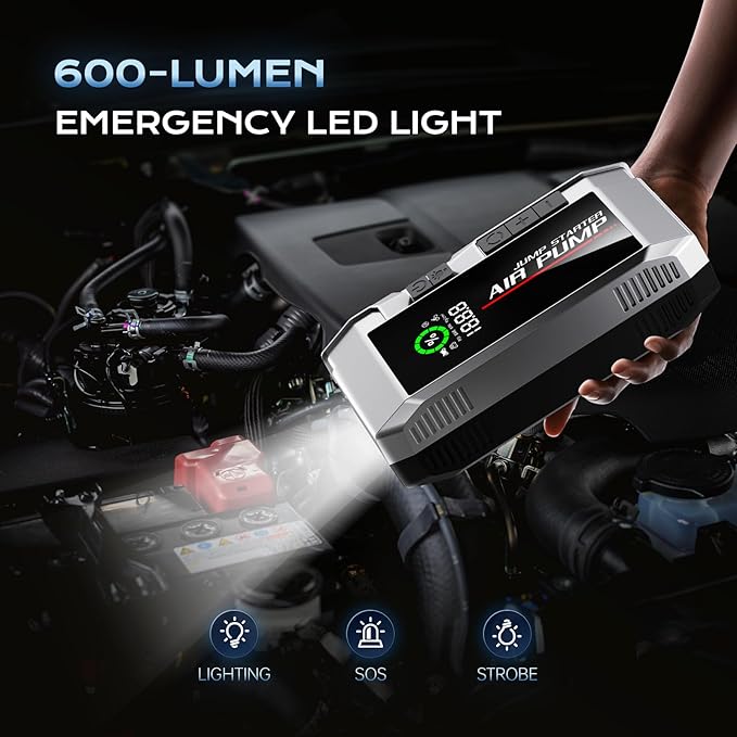 7000A Car Jump Starter with Air Compressor, 35000mAh Portable Car Battery Charger, Jump Starter Battery Pack (All Gas/10.0L Diesel), 150PSI Tire Inflator, 70 Starts 12V Auto Battery Booster