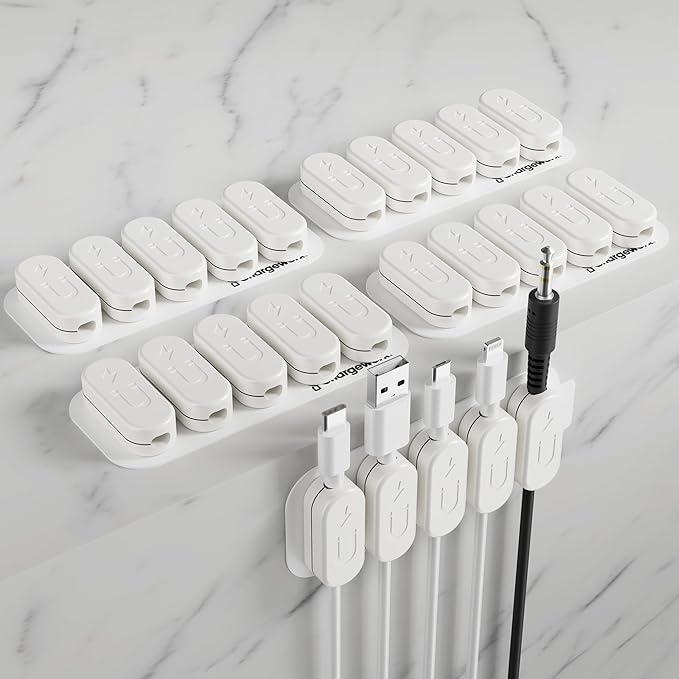 CHARGEWORX Magnetic Cable Clips 20-Pack – Adhesive Cord Organizer for Desk, Wall, Nightstand & Car – Magnetic Cable Holder for USB-C, Lightning, HDMI & Charging Cables – Cable Management Clips