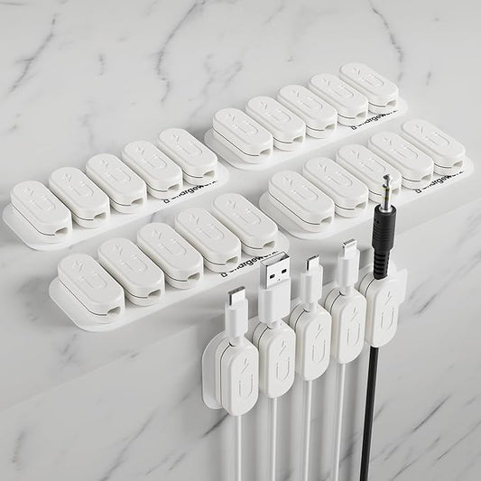 CHARGEWORX Magnetic Cable Clips 20-Pack – Adhesive Cord Organizer for Desk, Wall, Nightstand & Car – Magnetic Cable Holder for USB-C, Lightning, HDMI & Charging Cables – Cable Management Clips