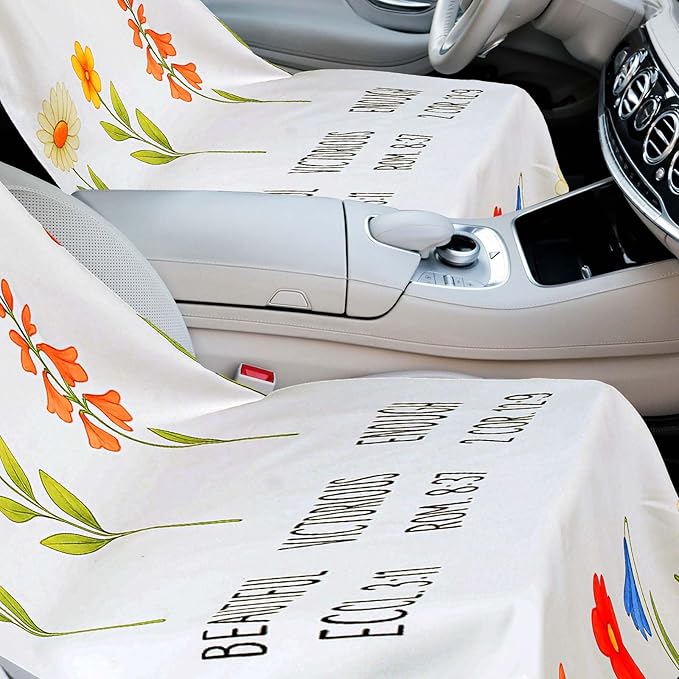 Hahafelt 2 Pack Car Seat Towel Covers with Storage Bag 63 x 32 Inch Athletic Running Towel Seat Sweat Washable Non Slip Cover Gift for Car Outdoor Sport Activities (Christian Floral)