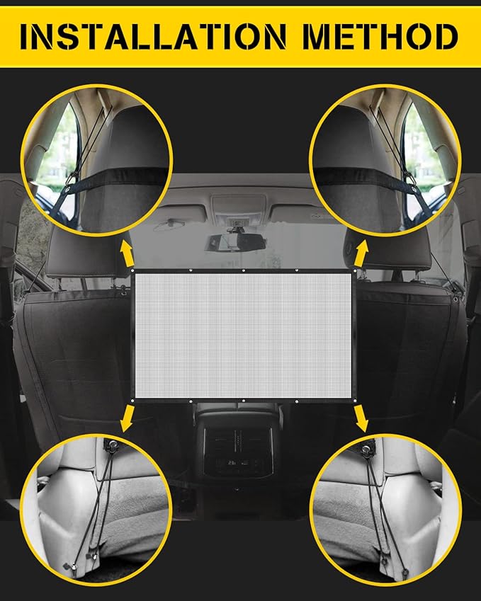 YONGMING SUV Dog Barrier Visible Car Divider for Dogs Easy to Clean Dog Car Accessories Pet Mesh Front Seat Net Universal for SUV,Truck,Vehicle,Automobile