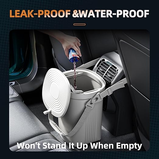2 Gallon Silicon Car Trash Can with Lid - 100% Leak-Proof Trash Bin, Waterproof Garbage Can, Gifts for Men and Women