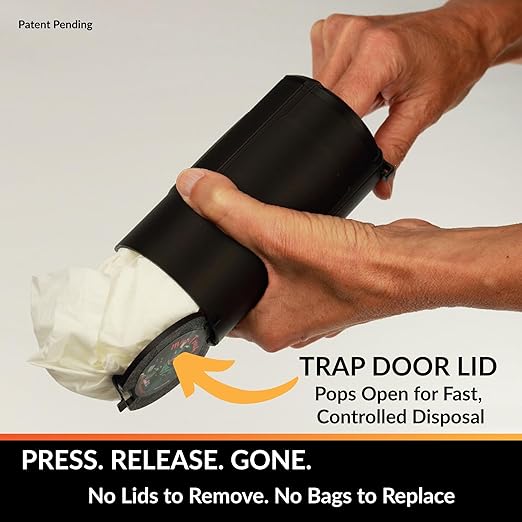 Trash Trapper Mini Car Trash Container – Frees Your Cupholder, Traps More & Empties Less with Patent-Pending Compaction, Holds Weeks of Small Trash, Portable for Car, Stroller & Travel, Black