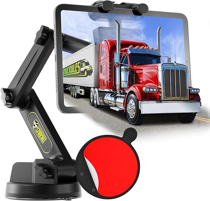 Tablet Holder for Truck Tablet Mount - iPad Mount for Truck, Heavy Duty Super Suction Cup, 16.7 inch Long Arm & Stable, Device & iPad Holder for Dashboard,Dashboard Pad Windshield and Window -Big Rig