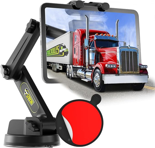 Tablet Holder for Truck Tablet Mount - iPad Mount for Truck, Heavy Duty Super Suction Cup, 16.7 inch Long Arm & Stable, Device & iPad Holder for Dashboard,Dashboard Pad Windshield and Window -Big Rig