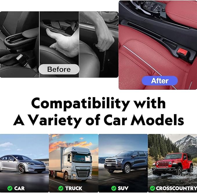 2 PCS Car Seat Gap Filler for BMW X1 X3 X5, Seat Gap Plug with Storage Slot Console Organizer to Stop Items Falling Between Seats Plug Play,A/Black