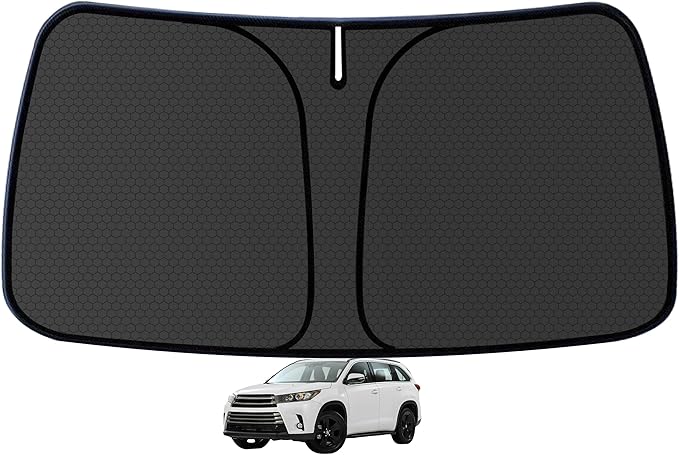 Highlander Customized Windshield Sun Shade for 2020-2025 2026 Highlander L | LE | XLE | Limited | Platinum Front Window Sunshade Visor Protector Foldable Blocks UV Rays Keep Car Cooler Accessories