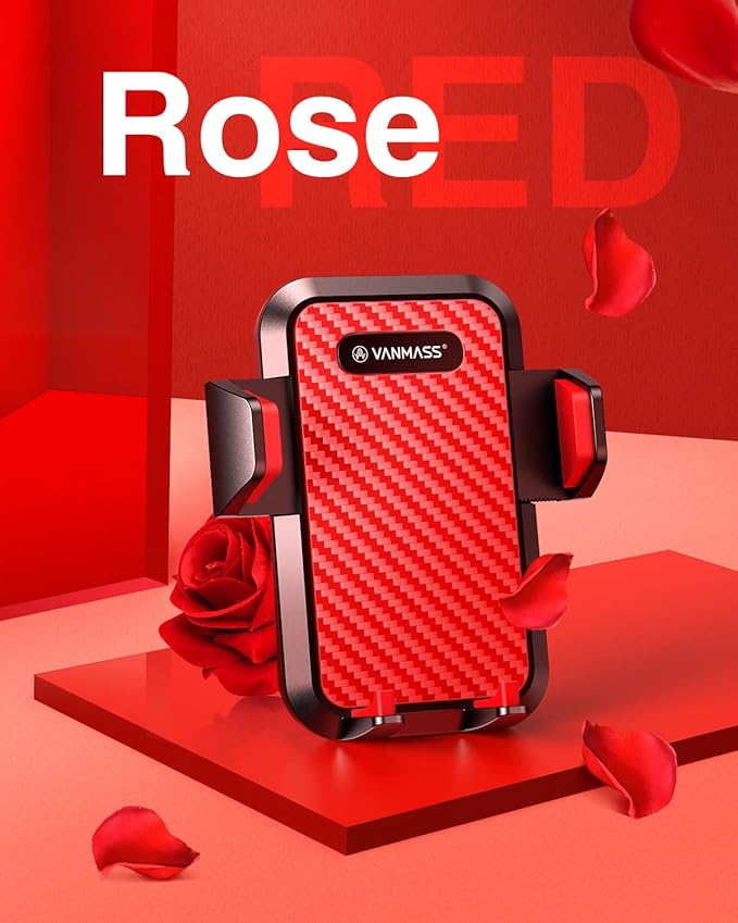 VANMASS 【2026 Strongest & Military-Grade Car Phone Mount 【Patent & Safety】 Ultimate Cell Phone Holder Best Handsfree Dash Windshield Vent for iPhone 17 Pro Max 16 15 Android & Truck Desk Mounts, Red