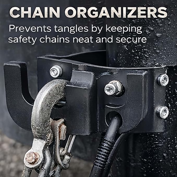 Aluminum Rv Towing Chain Organizer & 7-Way Plug Holder, Heavy Duty Anti-Rust Trailer Chain and Plug Holder for Tongue Jack, Cable Wire Harness Holder for Rv Camper Towing (1pc)