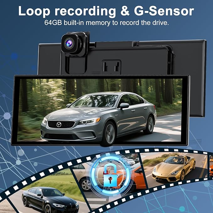 [11" Fully Laminated 60fps Touchscreen] -Accfly Wireless car Play Screen for Apple carplay &Android Auto, OTA Updates -HD Front Dashcam & Backup Camera, Car Stereo Radio/GPS Navigation/BT Audio