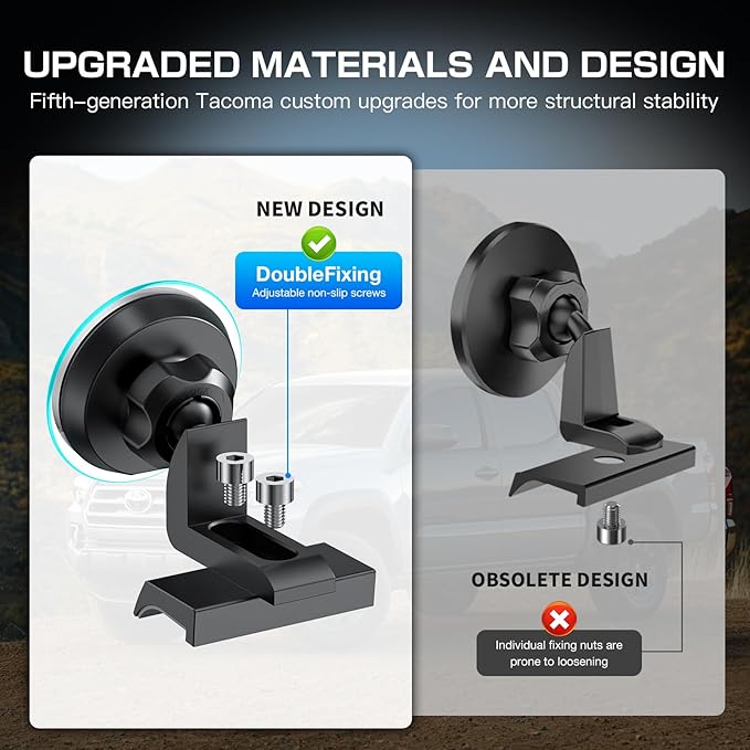 Magnetic Phone Mount with 15W Fast Charging for Toyota Tacoma 2016–2023, 22 Strong Magnets, Rock-Solid Hold on Rough Roads