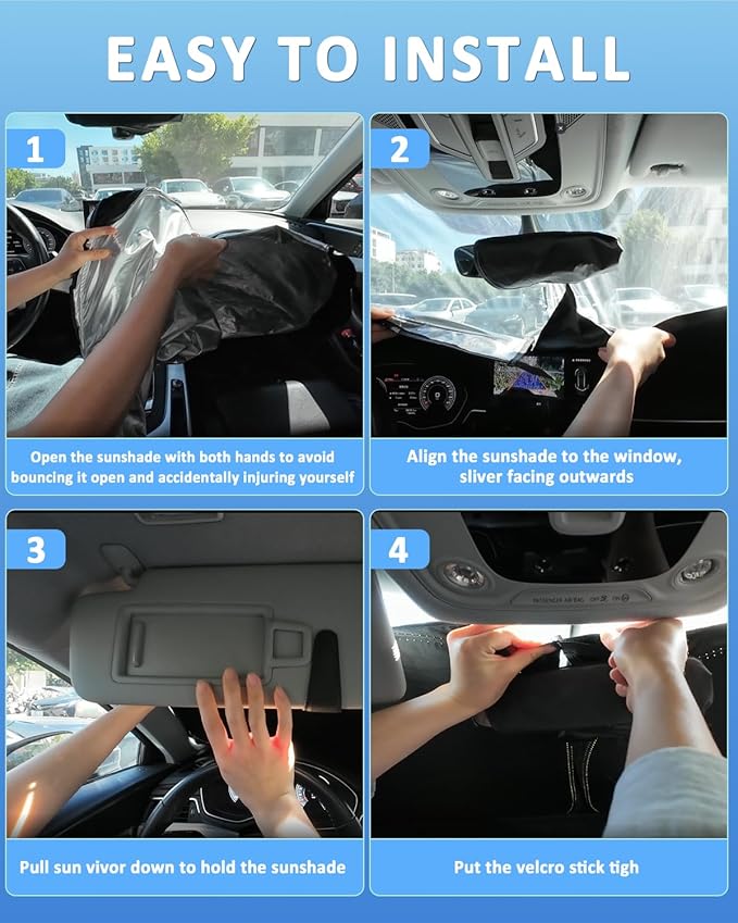 Sun Shade Sunshade for Toyota Tundra Windshield Cover, 4-Layer Front Window Shade Custom fit Tundra 2007-2021 Limited SR5 Platinum TRD Pro Pickup Sun Visor 240T Shade Blocks UV Rays Car Accessories