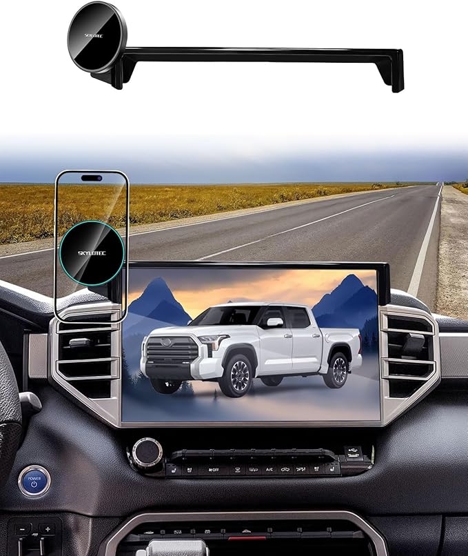 SKYLOTEC Phone Holder for Toyota Tundra 2022-2026/Sequoia 2023-2026 Accessories 14-Inch Screen, Car Magnetic Phone Mount Compatible with MagSafe, Strong Magnets Fast Wireless Charger Cell Phone Base