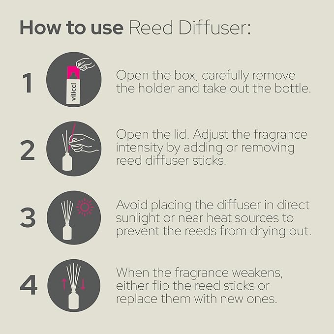 Vilicci Reed Diffuser, Pure Reverie Scent, Strong Home Air Freshener, Long-Lasting Aroma Diffuser for Home and Office Decor, Vegan, Cruelty-Free Oil Ingredients, 3.4 oz (100ml)