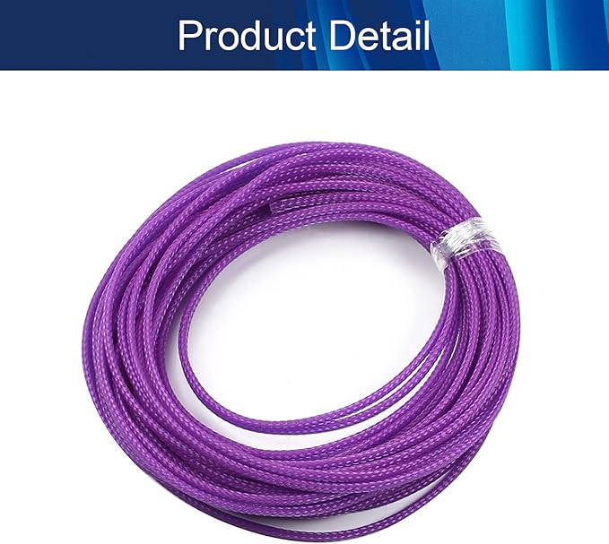 Aicosineg 32.8ft PET Flexible Braided Cable Sleeve 0.12inch Width Wire Loom Sleeving and Organizer Flexible Wire Mesh Sleeve Wrap Protector for TV Audio PC Cords from Pets Chewing Purple