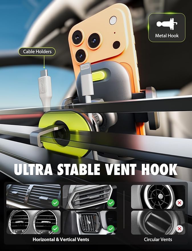 Bracketron 3-in-1 Universal Car Phone Mount - Dashboard, Windshield & Air Vent Cell Phone Holder for Truck - Easy One-Touch Hands-Free Clamp, Heavy Duty Suction Cup, 360 Rotation Telescoping Arm