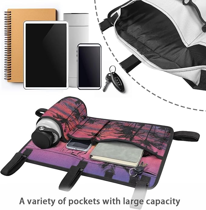 Golf Cart Storage Bag Non-Slip Golf Cart Rear Seat Organizer with 4 Pocket for Ezgo Yamaha Club Car and Other 2-Seat Golfs Carts