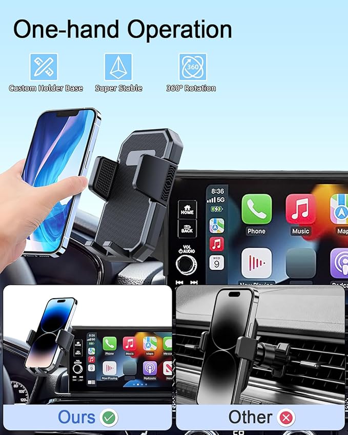 PZK Car Phone Mount for 2019-2025 2026 Toyota Corolla/Corolla Hatchback /2022-2025 2026 Corolla Cross Accessories 8-inch Screen Auto Lock Car Phone Holder 360° Rotation Not Affect Vent Phone Cradles