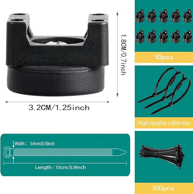 zbab1 Magnetic Zip Tie Mount Base, 45LBS Strong Magnetic Wire Holder & Cable Clips,Magnetic cable management for cars, offices, homes, and boats Diameter 32mm, 10 Pcs