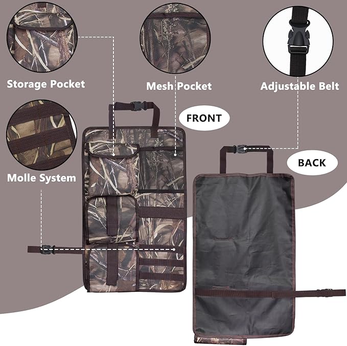 2 Pack Tactical Seat Back Gun Racks, Truck Gun Rack for Hunting Gear, Camo Gun Holder for Car with Molle Panel, Automotive Gun Racks for Hunting Rifles/Shotguns, Hunting Gift for Men