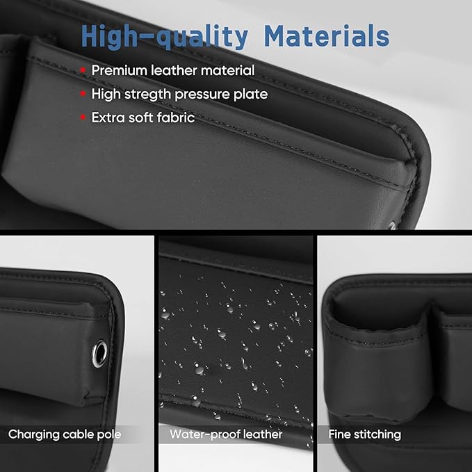 2 Packs Car Seat Gap Filler Organizer for Mercedes-Benz GLB 2020-2025, Leather Seat Storage Box Cup Holder, Phone, Keys, Sunglasses, Cards, Small Items, Car Accessories, Beige