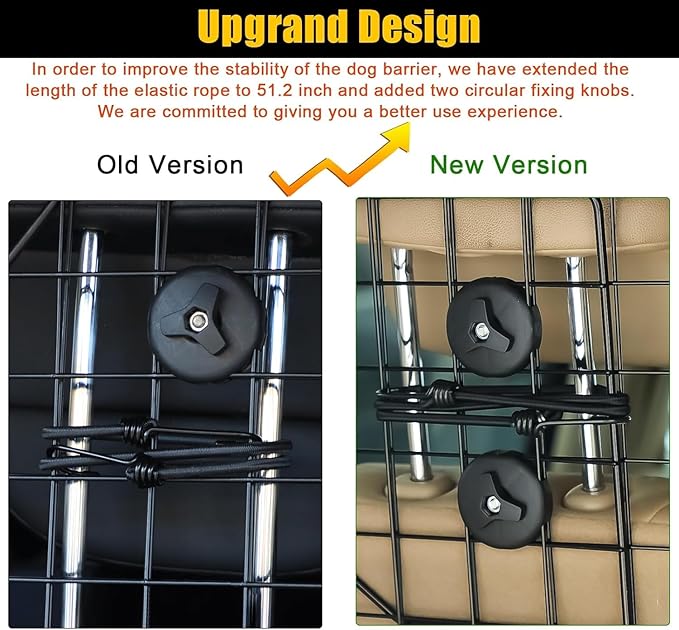 Gtongoko Dog Car Barriers for SUVs, Vehicles, Cars, Trucks, Upgraded Adjustable Heavy-Duty Wire Mesh Pet SUV Barriers Universal-Fit, Car Accessories Safety Travel, 2pcs 51.2In Elastic Ropes Included