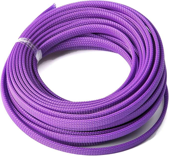 Aicosineg Cable Sleeve Braided Sleeving PET Wire Loom Tubing Cable 32.81ft-1/3inches Wrap Protector for HiFi Audio and Video Headphone Cable Protect Wires from Chewing of Pets Purple