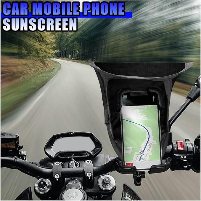 Car Smartphone Sunshade, Foldable Anti-Glare Cell Phone Sun Protection Umbrella, Universal High Elasticity Skeleton Auto Smartphone Heat-Insulating Sun Cover Accessory for Most Cars (Black)