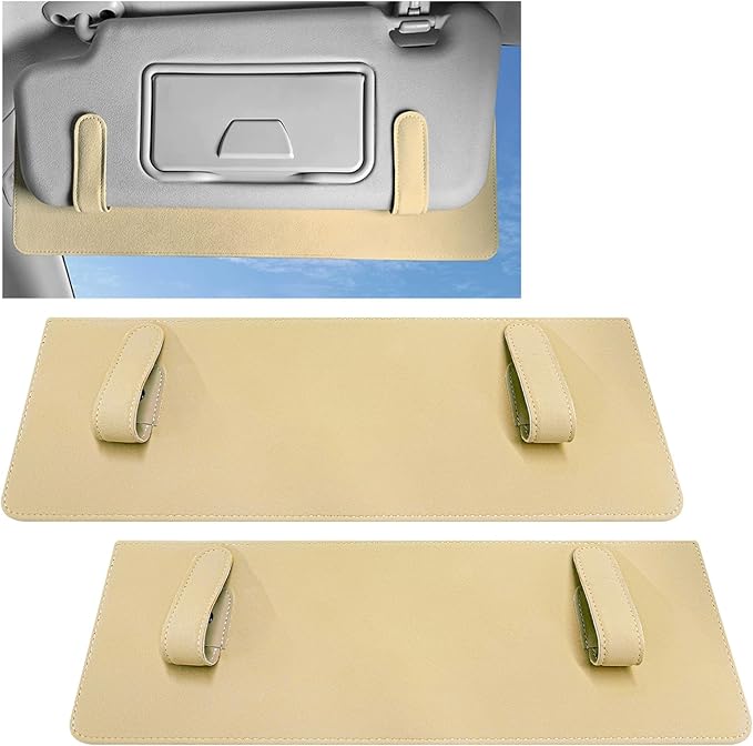 2 PCS Sun Visor Extender for Car, Anti-Glare Sunvisor Extension Shade Attachment for Safe Driving, Clip-On Sun Blocker Sunshade Extender Protect Driver Passenger from UV Rays (Beige)